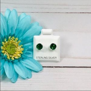 Sterling Silver Earrings “Emerald” Green CZ